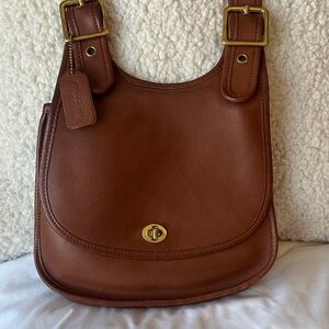Coach crescents Saddle Brown Leather Shoulder Bag